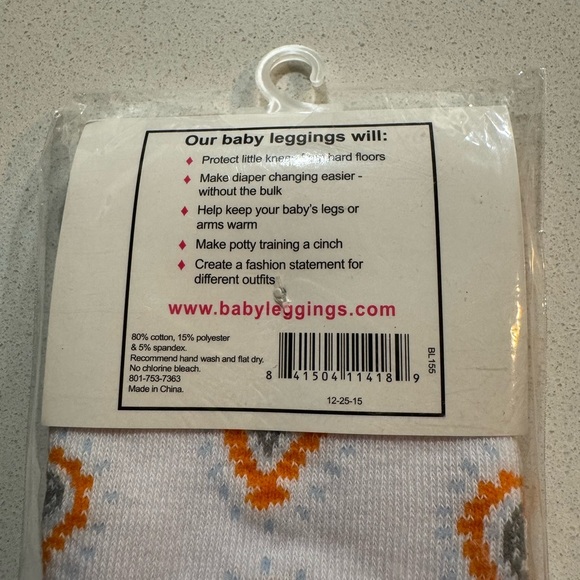 Baby Leggings Unopened White and Orange - Picture 4 of 4